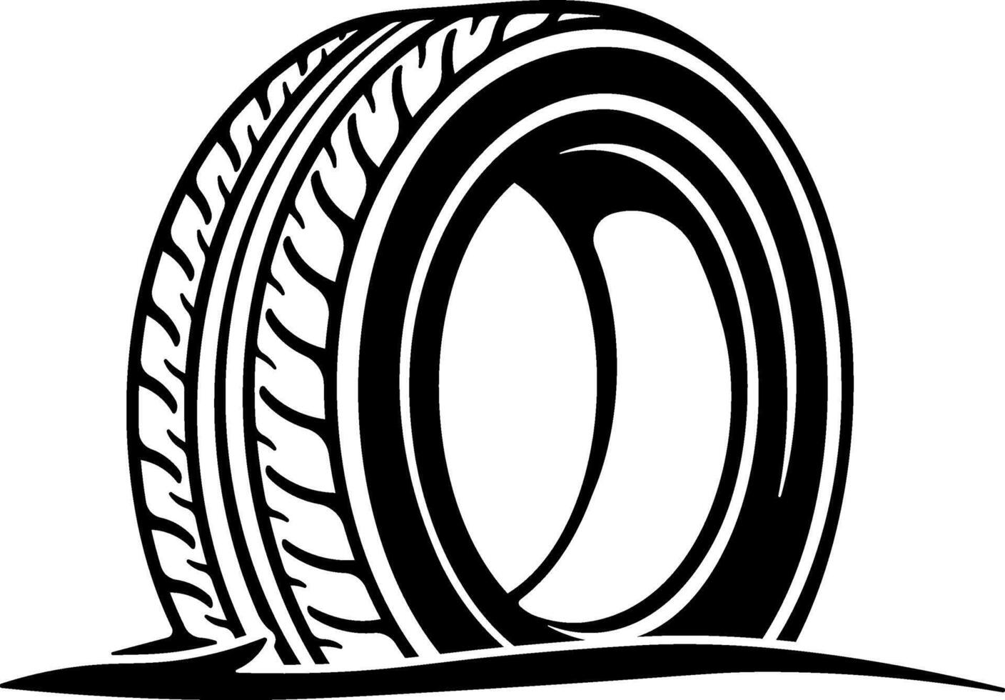 black silhouette of a tire or car wheel without background vector