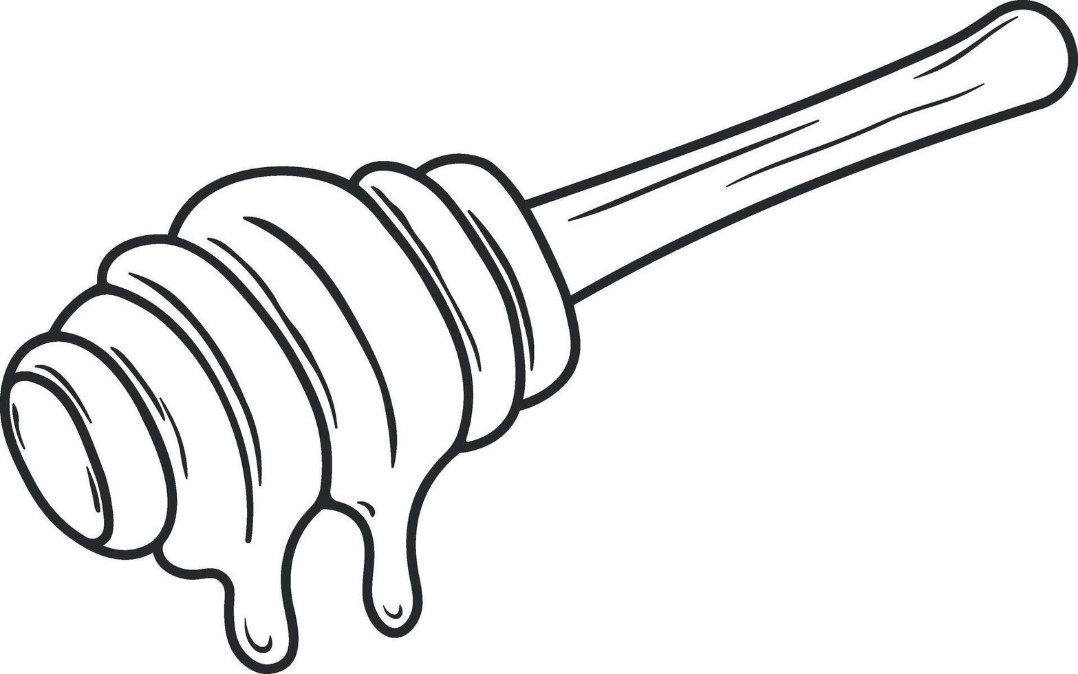 black and white spindle spoon with honey without background vector