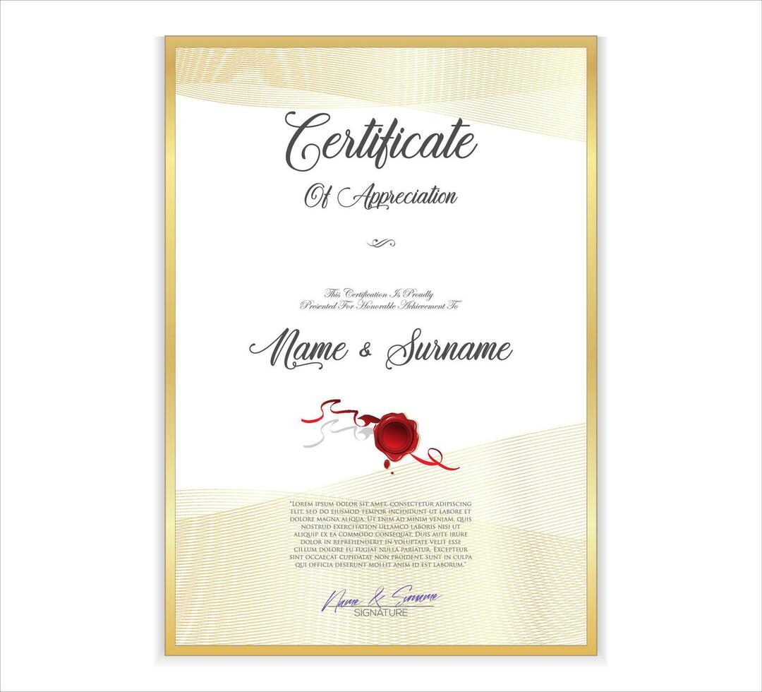 Certificate of achievement, education, award, bachelor degree, diploma classic design vector