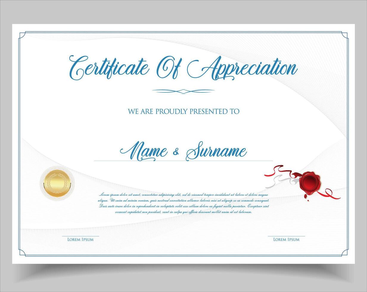 Certificate of appreciation design. Certificate of achievement, education, award, classic design vector
