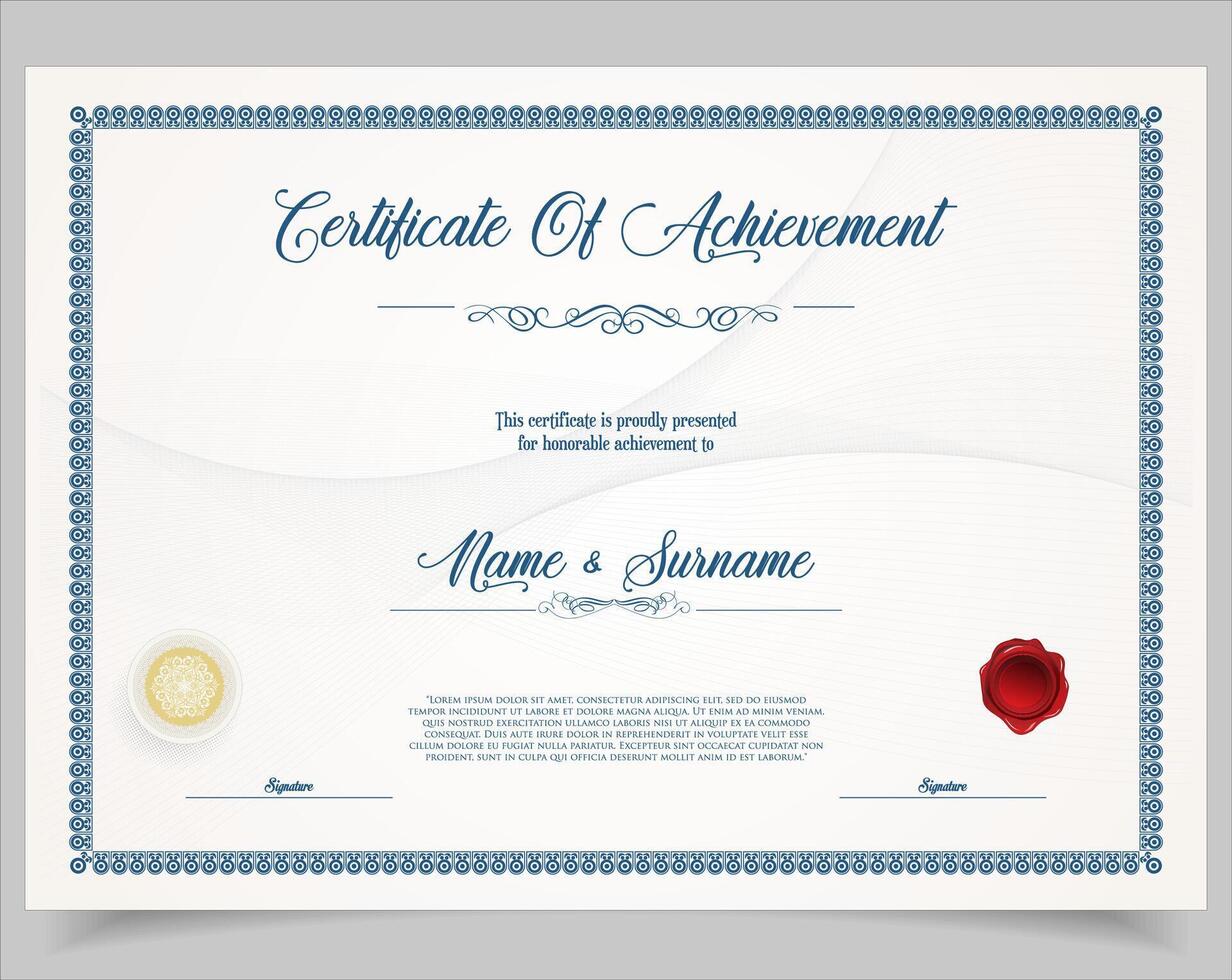 Elegant certificate template with classic vintage frame pattern stock illustration vector
