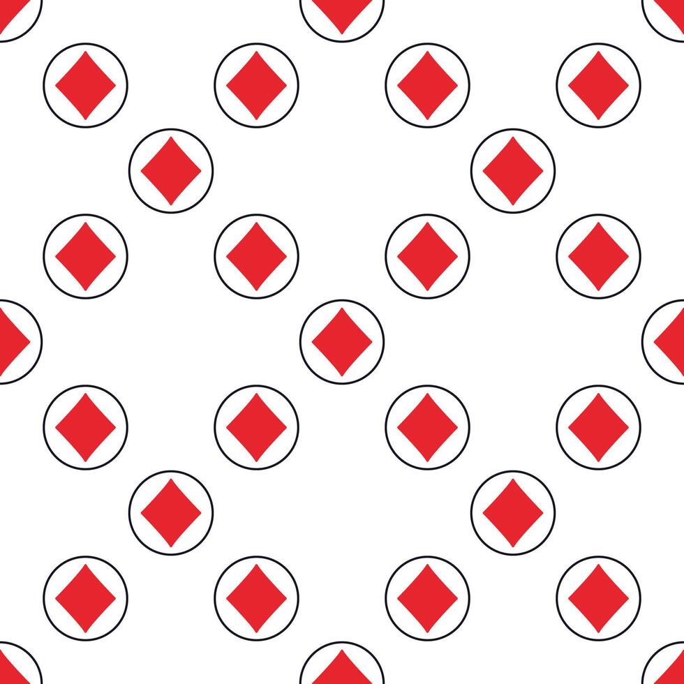 Diamonds Card Suit round red solid seamless pattern or background vector