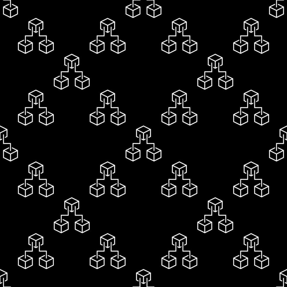 Three Blockchain Blocks line seamless pattern. Block-chain background vector