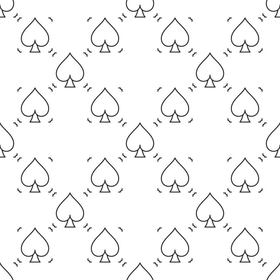 Spades Playing Card Suit simple outline seamless pattern vector