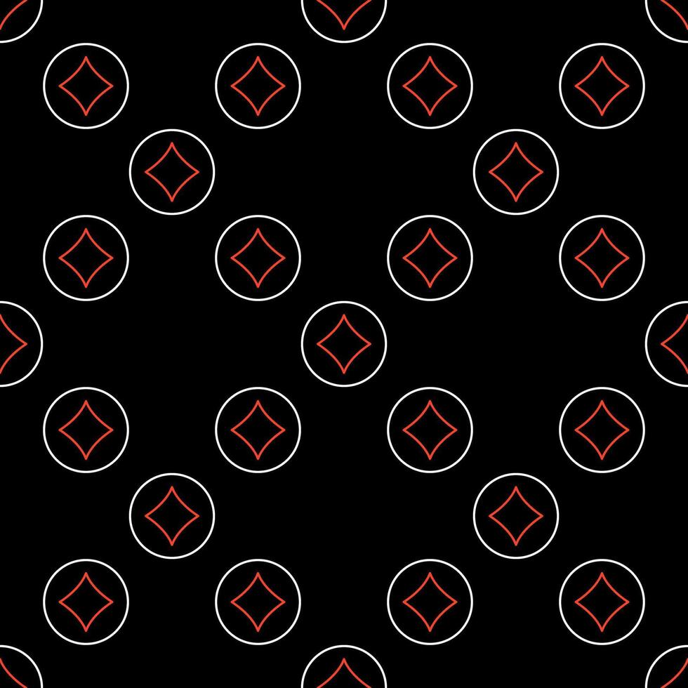 Diamonds Playing Card Suit in Circle outlne seamless pattern vector