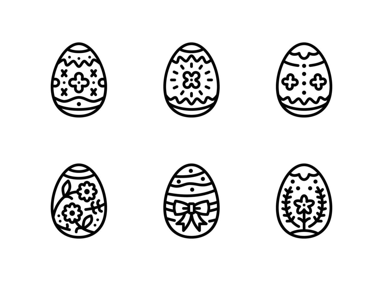 Easter Egg, Floral Pattern, Bow Tie Line Icons vector