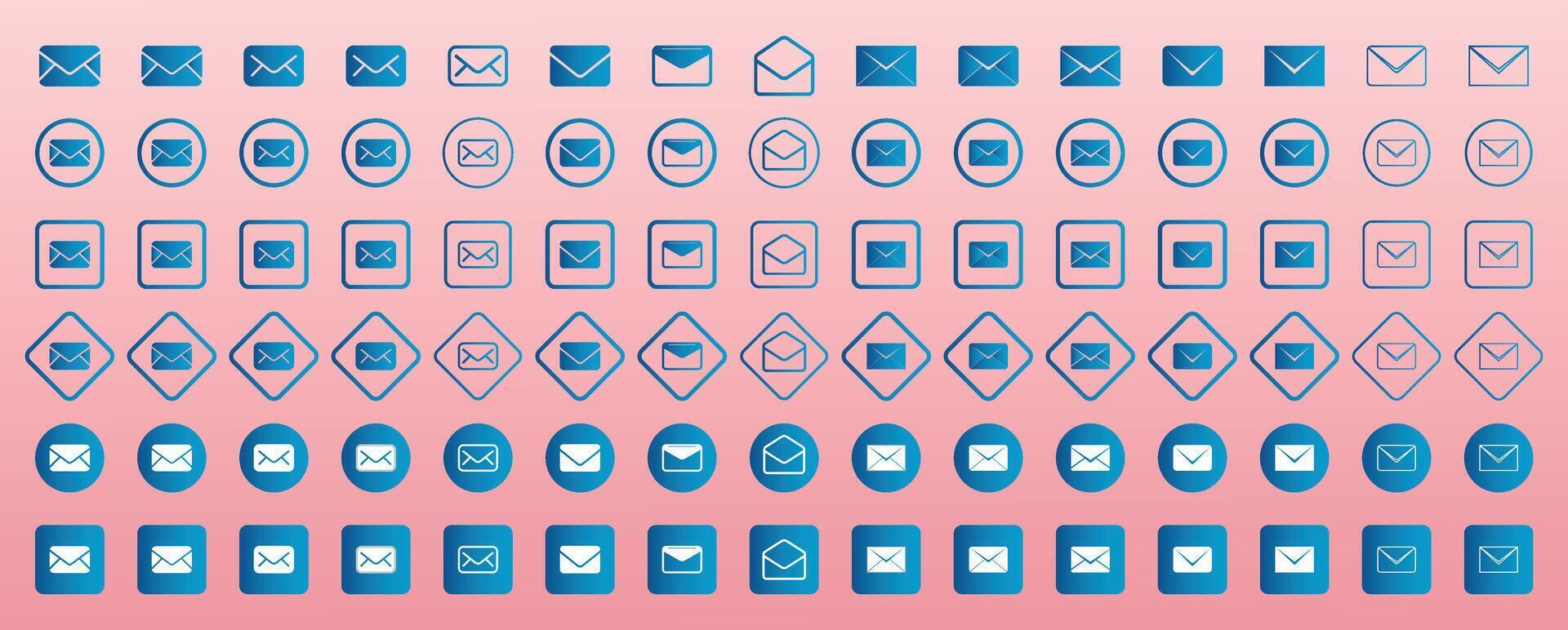 Mail icon set. Email icons. Envelope icon, E-mail icons. Envelope illustration. Mail icon for web, computer and all mobile apps vector