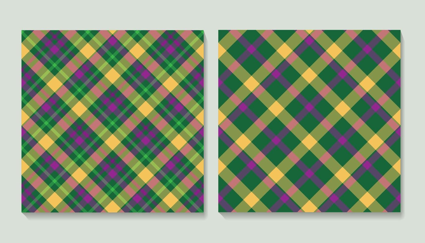 Checkered Mardi Gras-style pattern in green, yellow and purple colors. vector