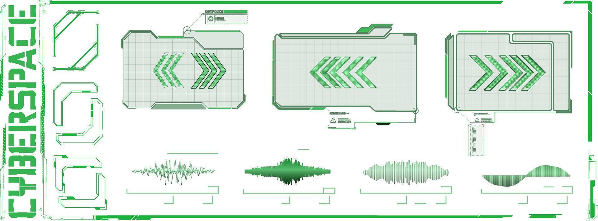 Modern digital interface design showcasing green graphics and sound wave patterns. vector