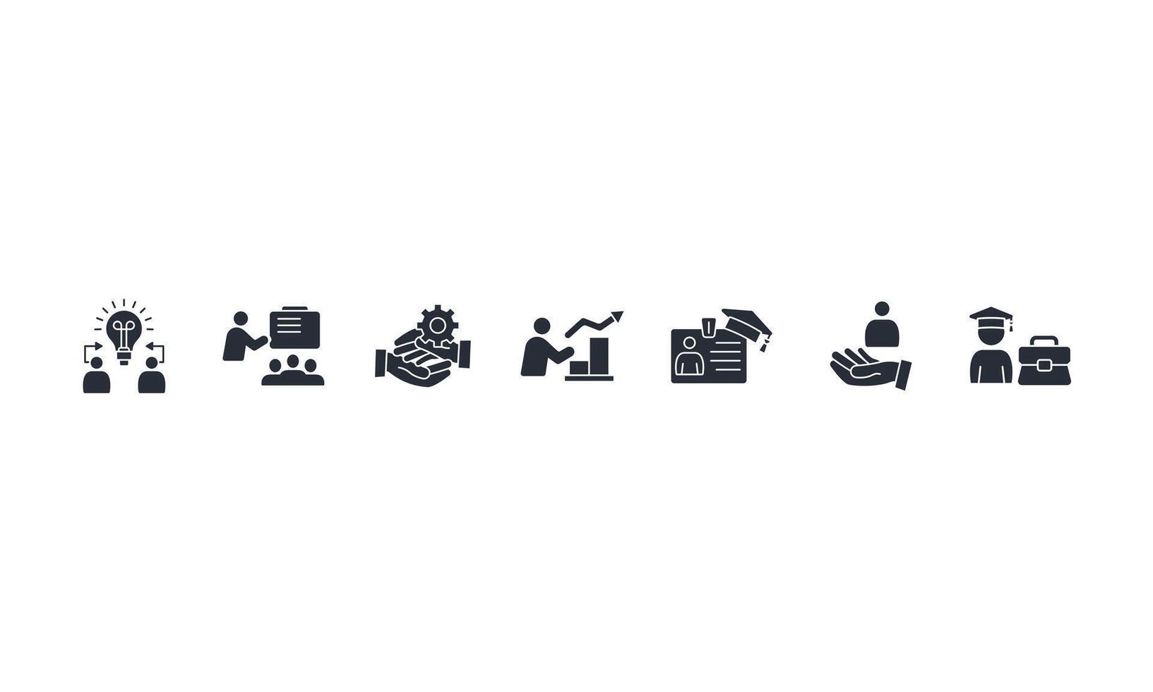 Trainee icons set isolated on White Background Flat style vector
