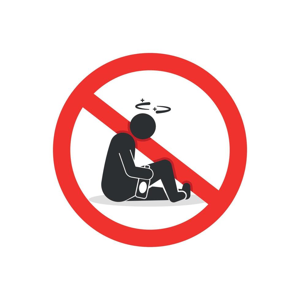 A flat design illustration warning against drinking or consuming alcoholic beverages. vector