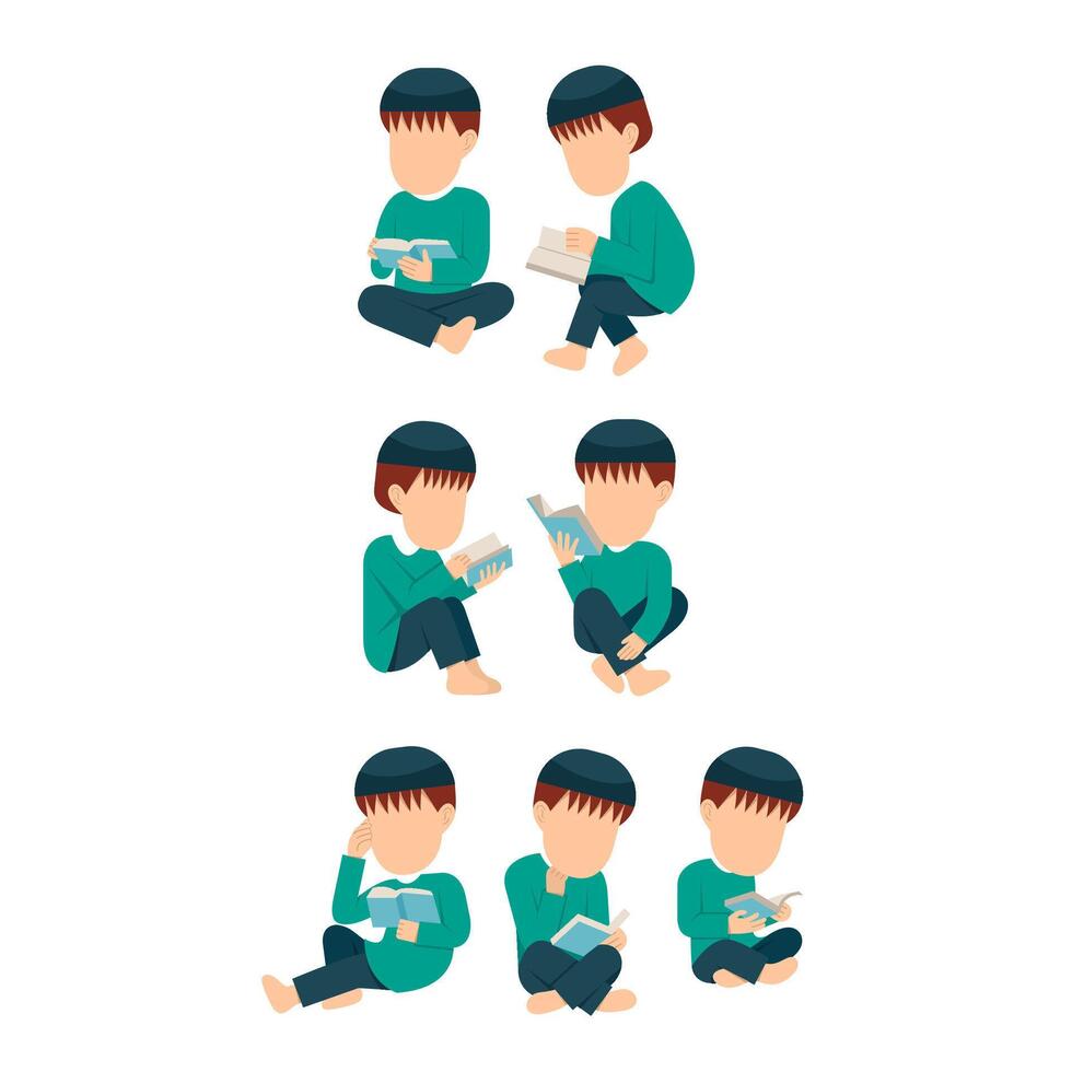 Character Of Muslim Boy Reading Book vector