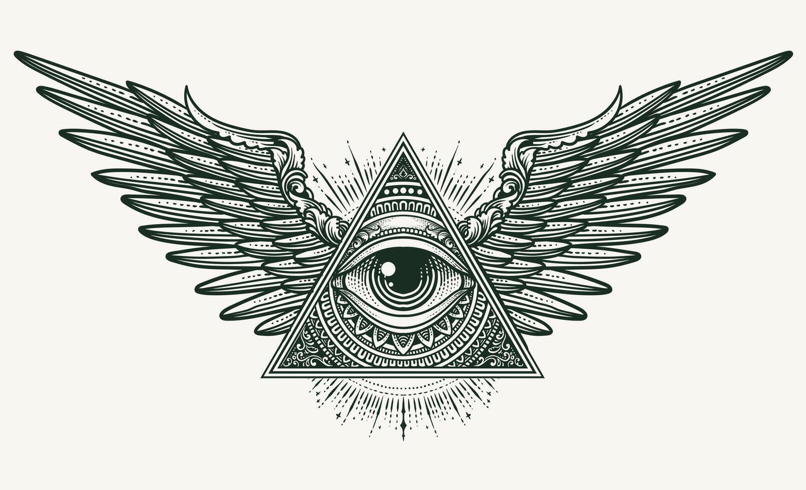 Winged All-Seeing Eye in a Triangle on white background vector