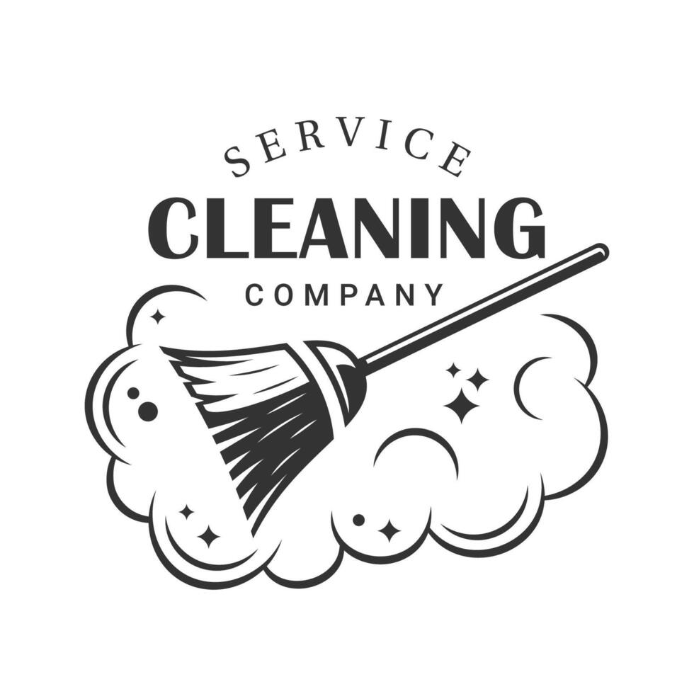 Broom cleaning label vector