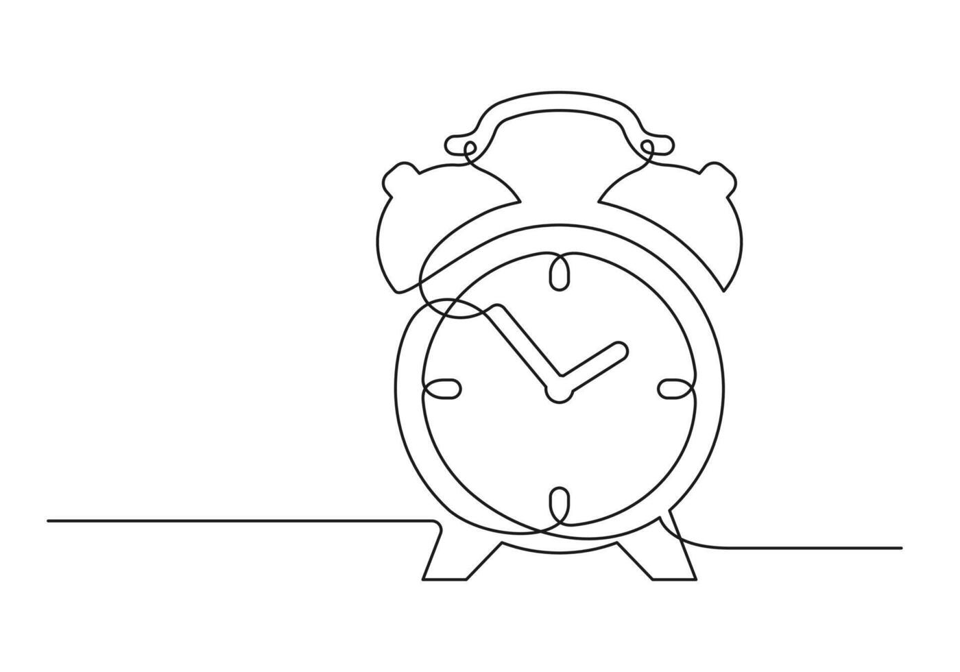 Continuous drawing of one line of an alarm clock vector