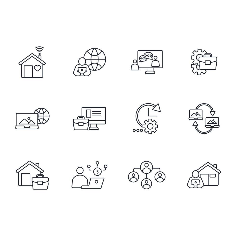 working from home icon line vector