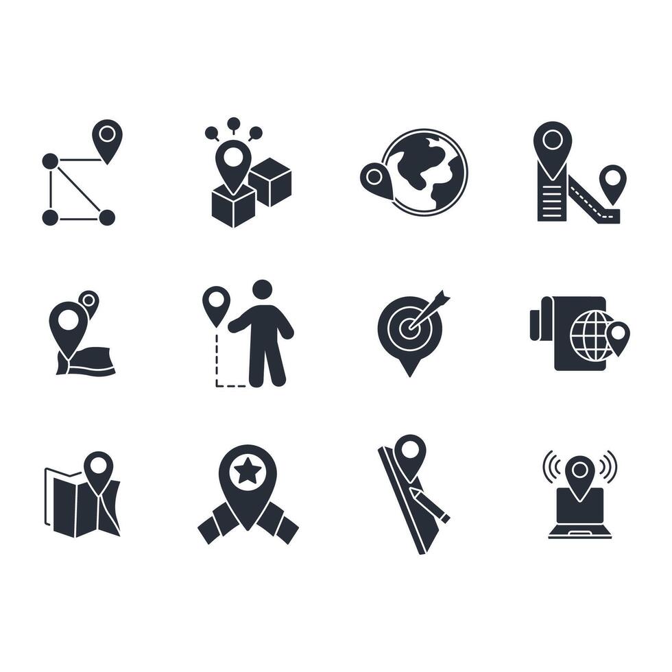 map pin flat icons vector