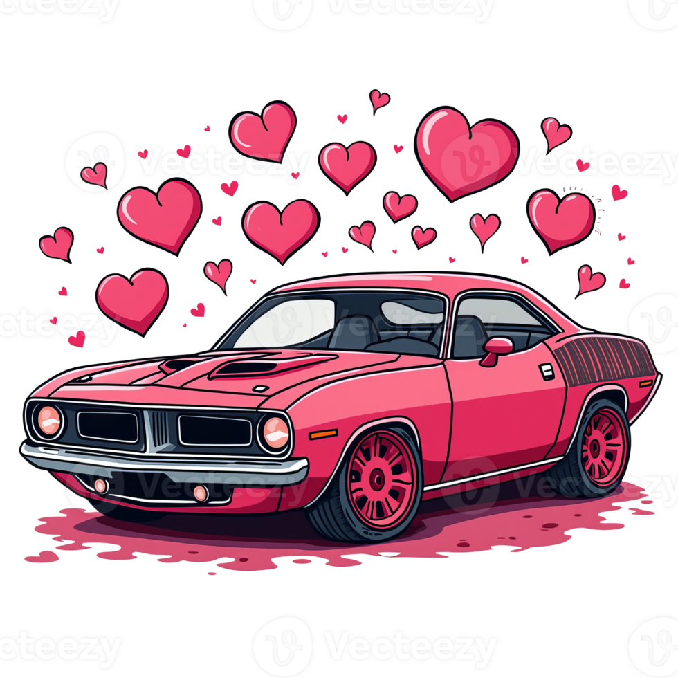 Romantic Pink Car With Heart Shape, Romantic Car, Lovely car, illustration, Transparent File png