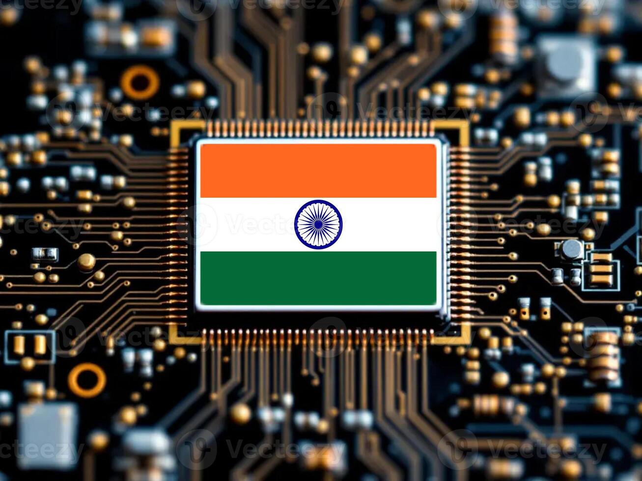 CPU with Indian flag concept photo