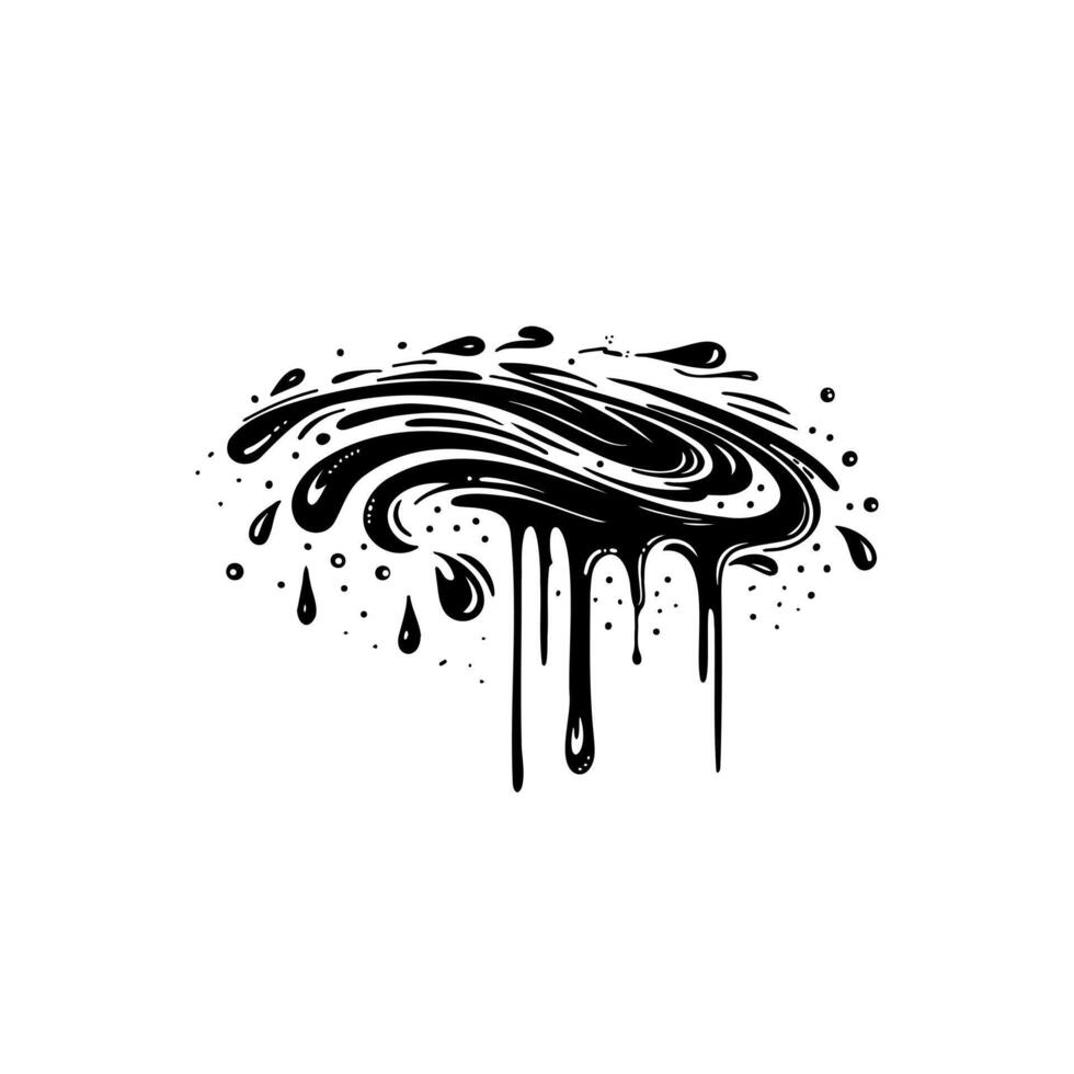 Dripping water stains. Abstract flow stencil, fluid stain doodle. Doodle illustration vector