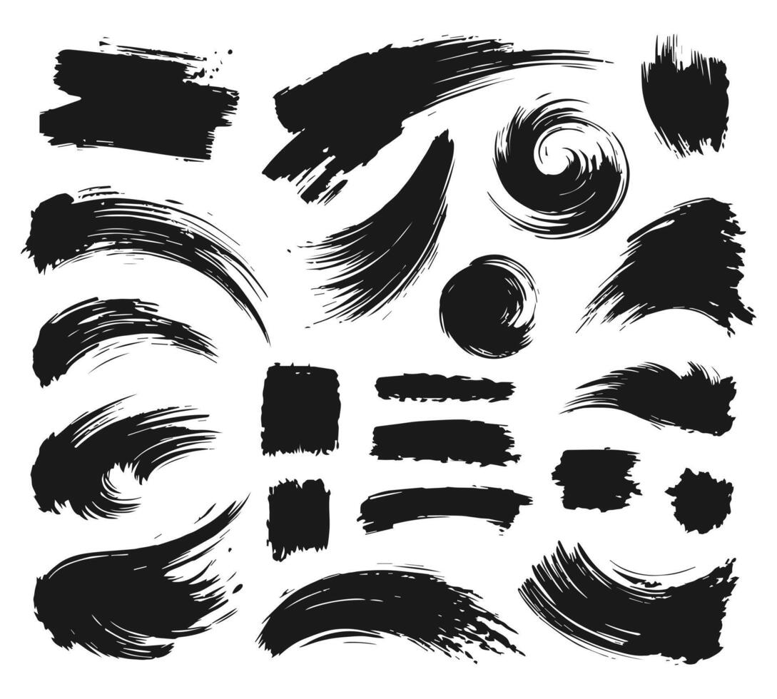 Spectacular collection of black color brush strokes vector