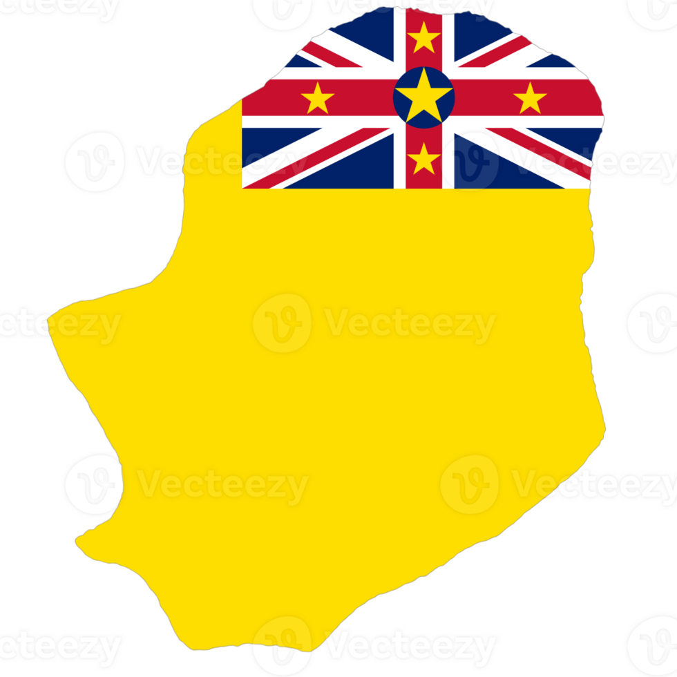 Niue flag on the map png
