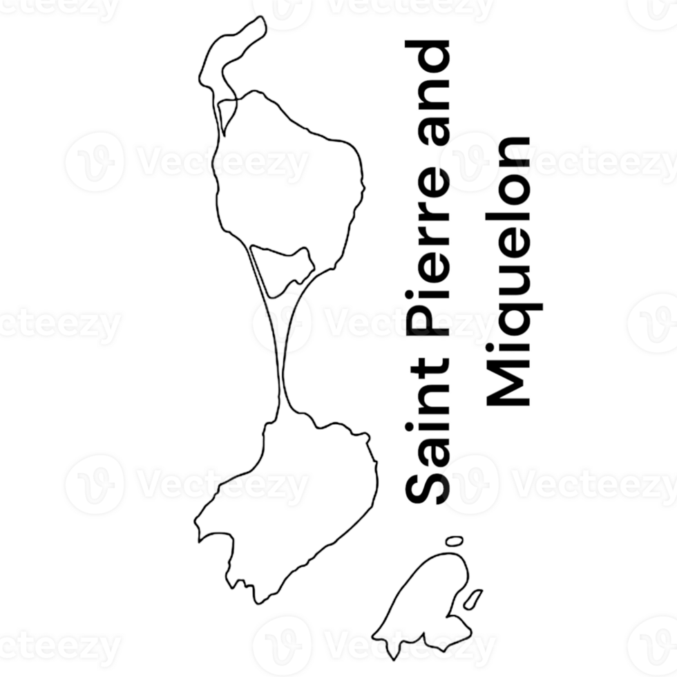 Saint Pierre and Miquelon map with black and white outline png