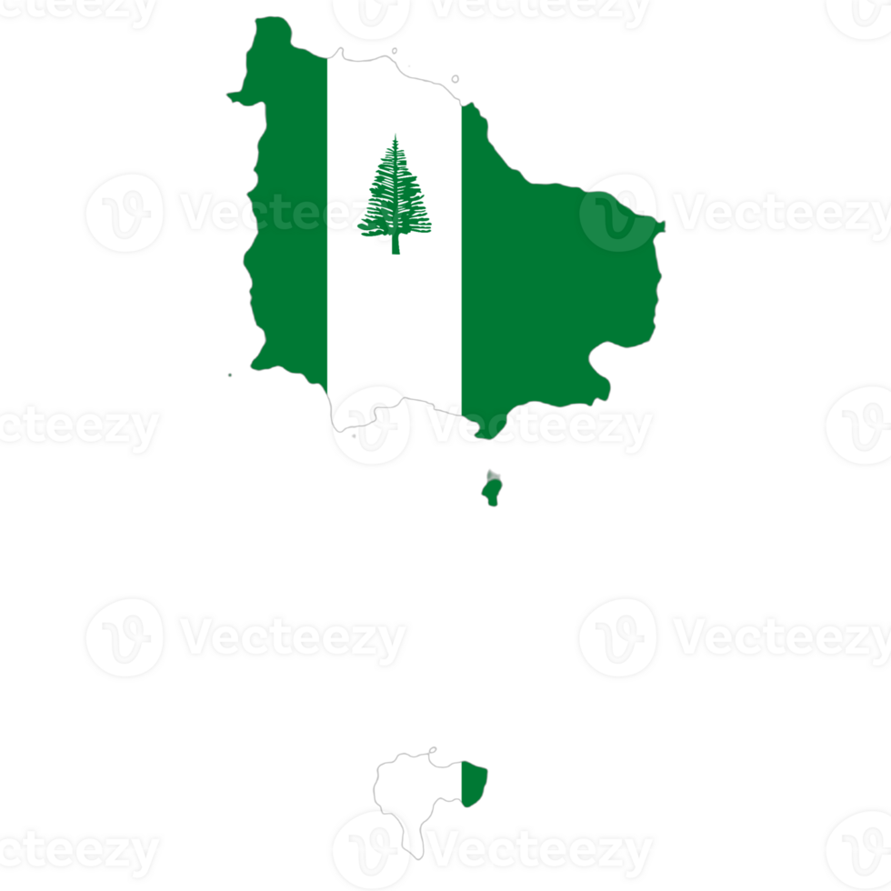 Norfolk Island flag on the map png