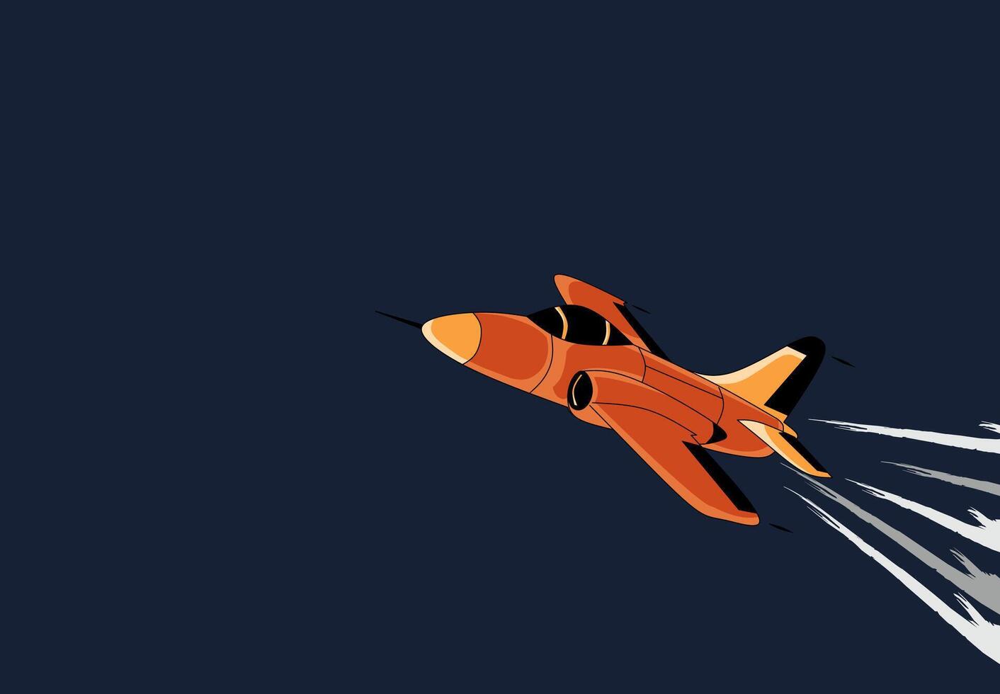 digital artwork of a jet plane in flight, depicted in a retro, cartoon style illustration.reminiscent of classic aviation posters or animations.characteristic of mid 20th century design trends vector