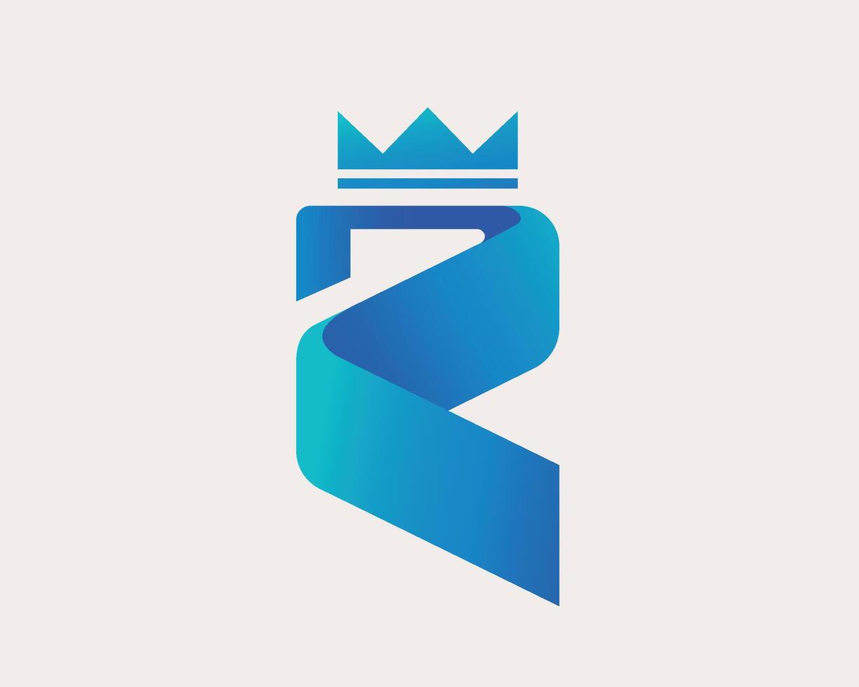 elegant and modern Initial letter R with Crown vector