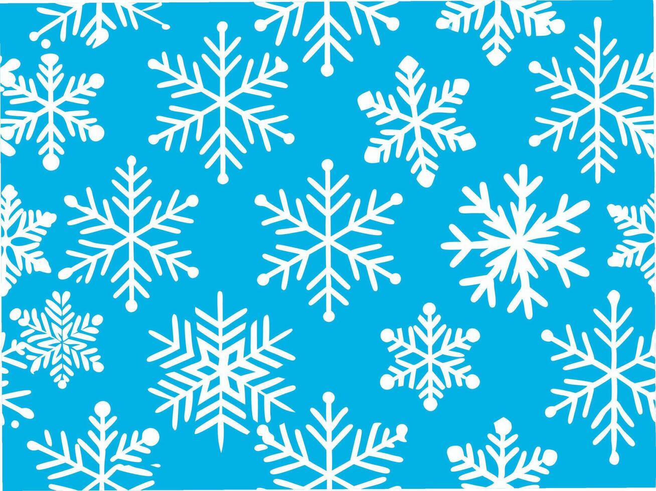 Seamless pattern of intricate white snowflakes on blue background winter design graphic art creative environment vector