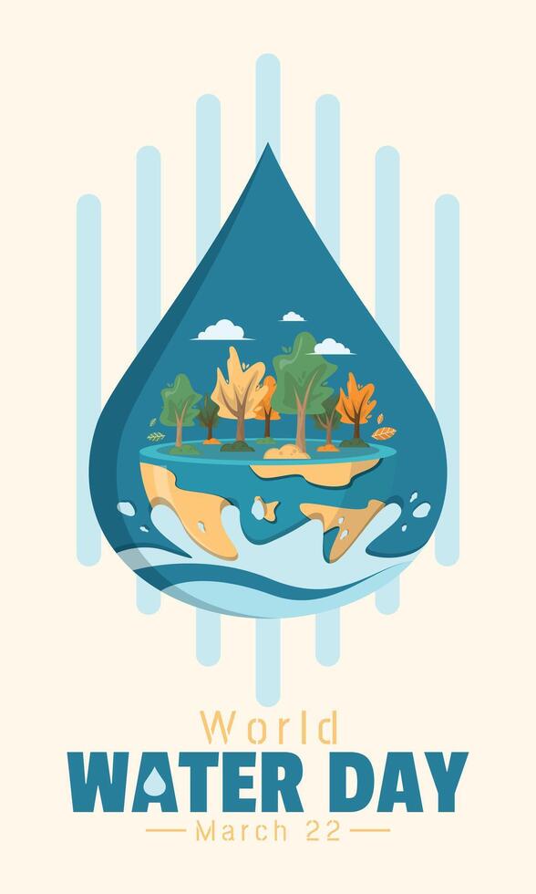 World Water Day Poster. Splash of water on the earth vector