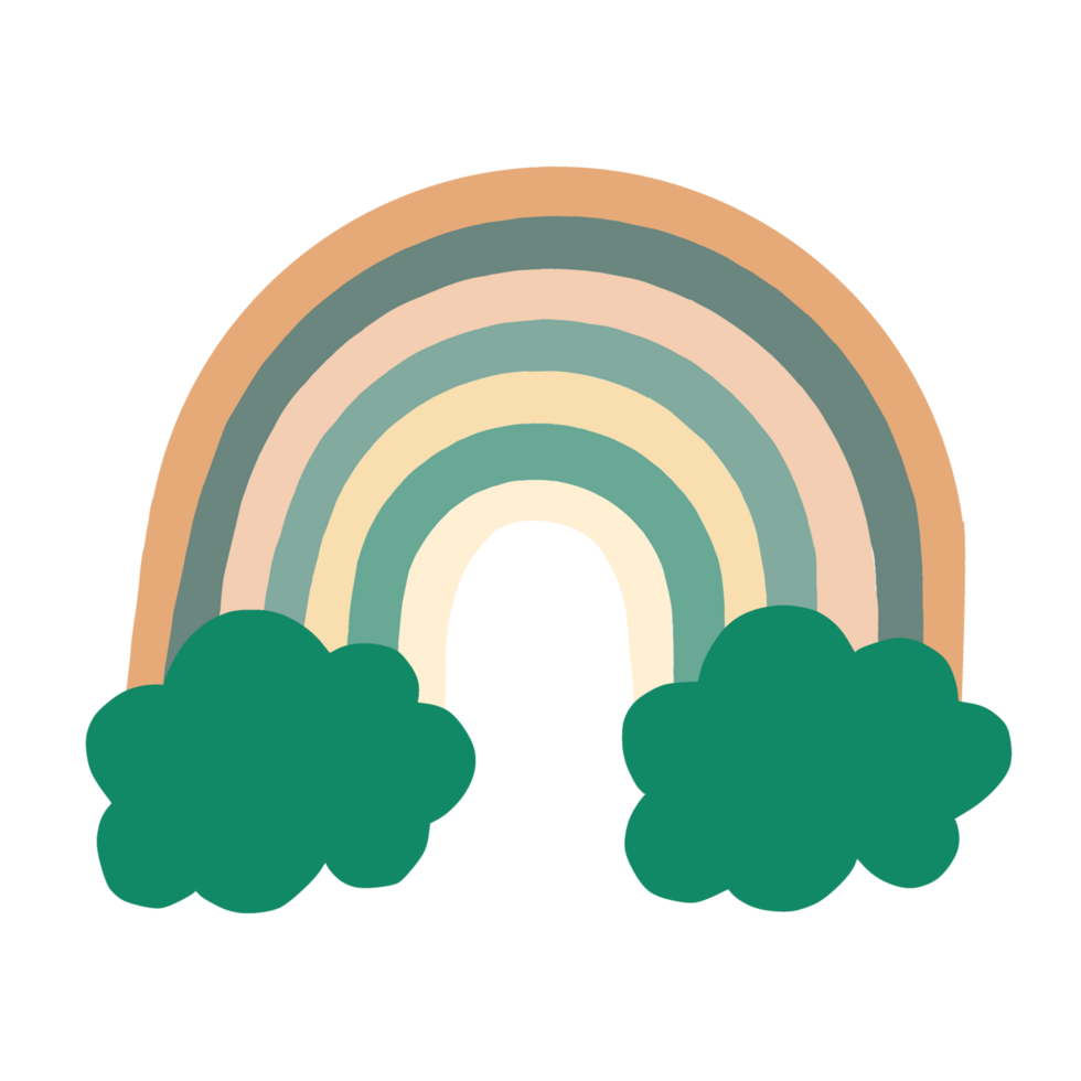 rainbow with clouds image, illustration design flat png