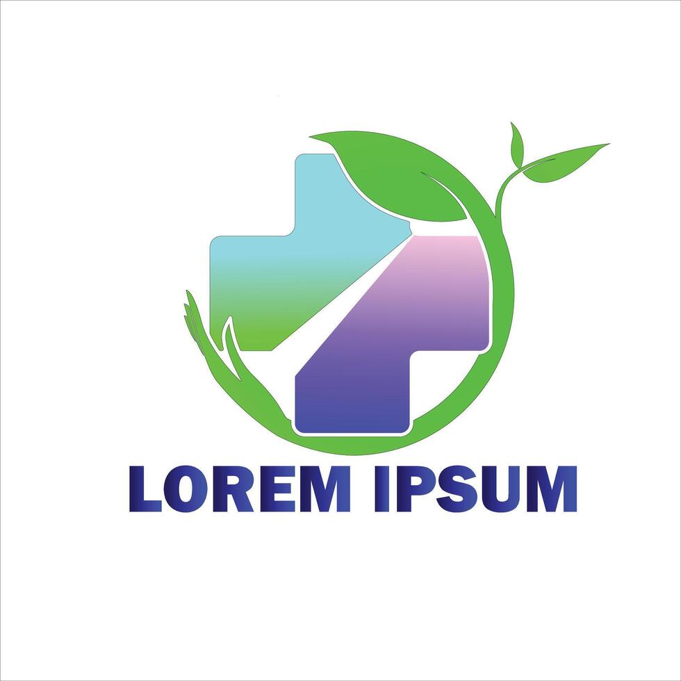 Pharmacy Logo Design With Leaf vector