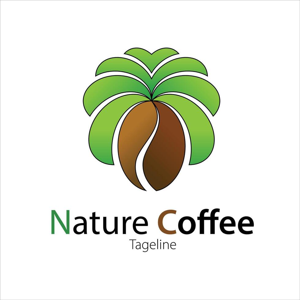 Coffee Nature Logo Design Coffee beans form coconut trees vector