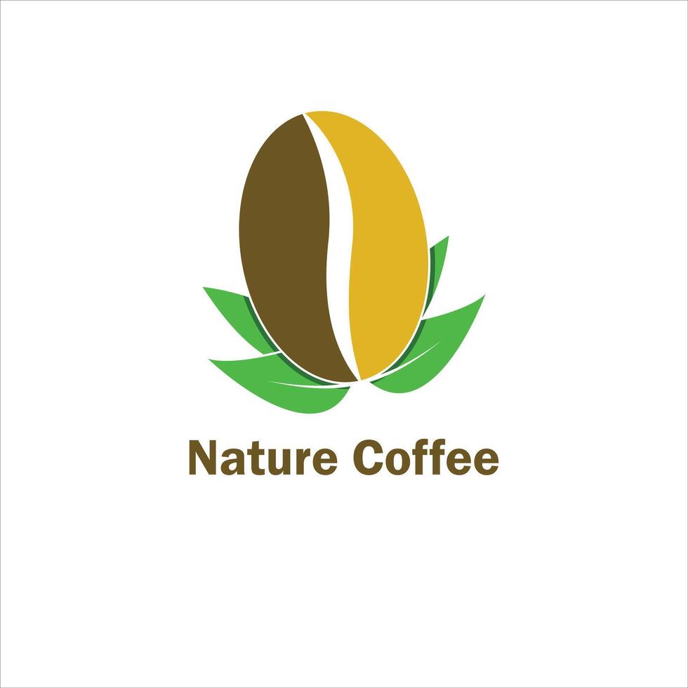 Coffee Nature Logo Design coffee beans and leaves vector
