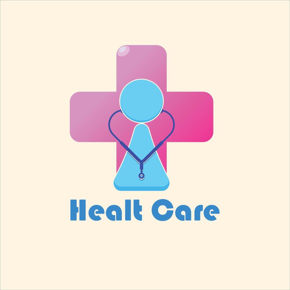 The medical logo is shaped like plus sign and doctor is using stethoscope vector