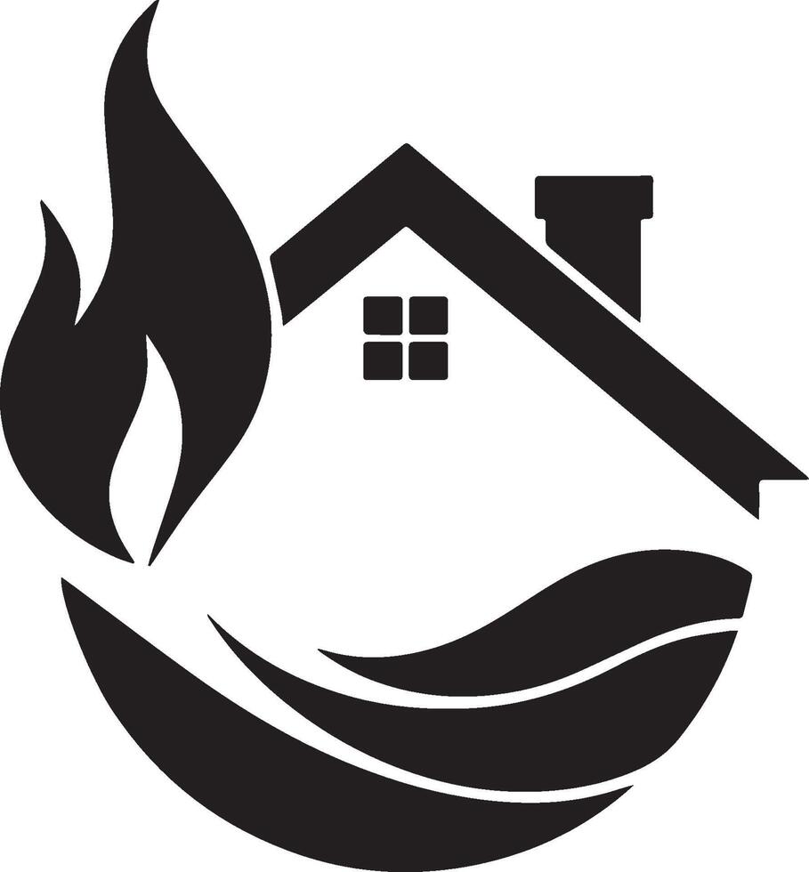 House with fire illustration design template. Home insurance logo design. vector