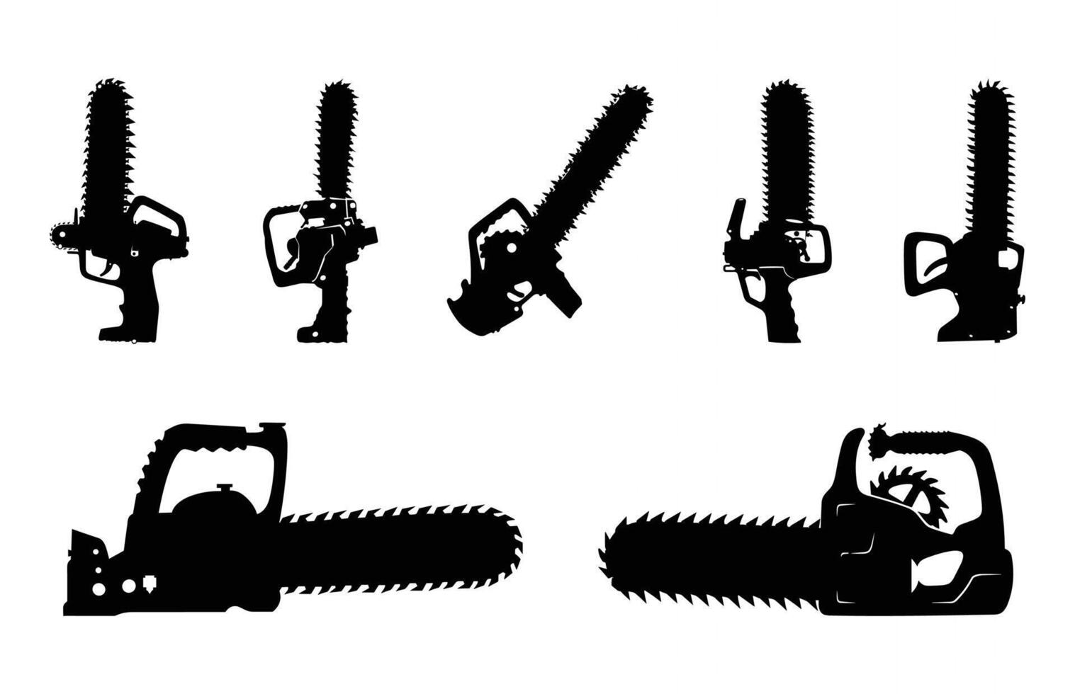 Chainsaw Silhouette Clipart Bundle vector