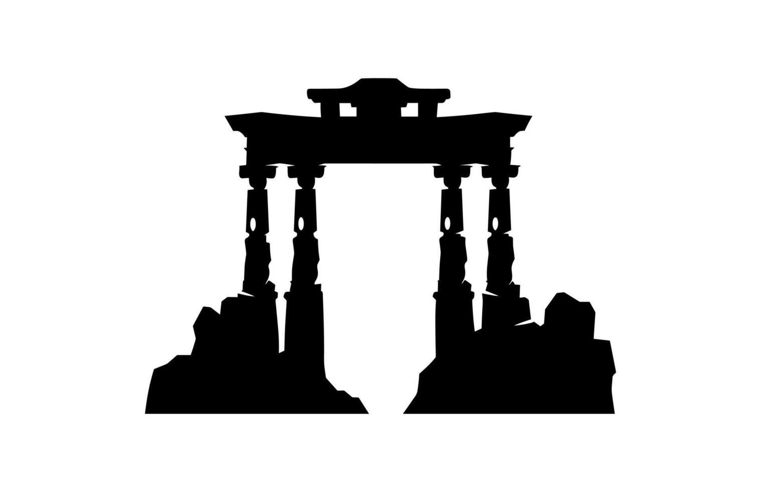 Ancient Ruins Silhouette Black Clipart isolated on white background vector