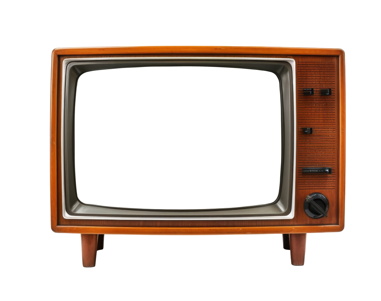 old television with a wooden stand isolated on transparent background png
