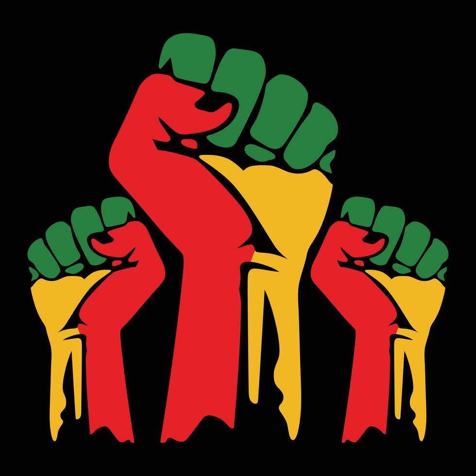 Raised Fists in Pan-African Colors, Black Power and Unity Symbol vector