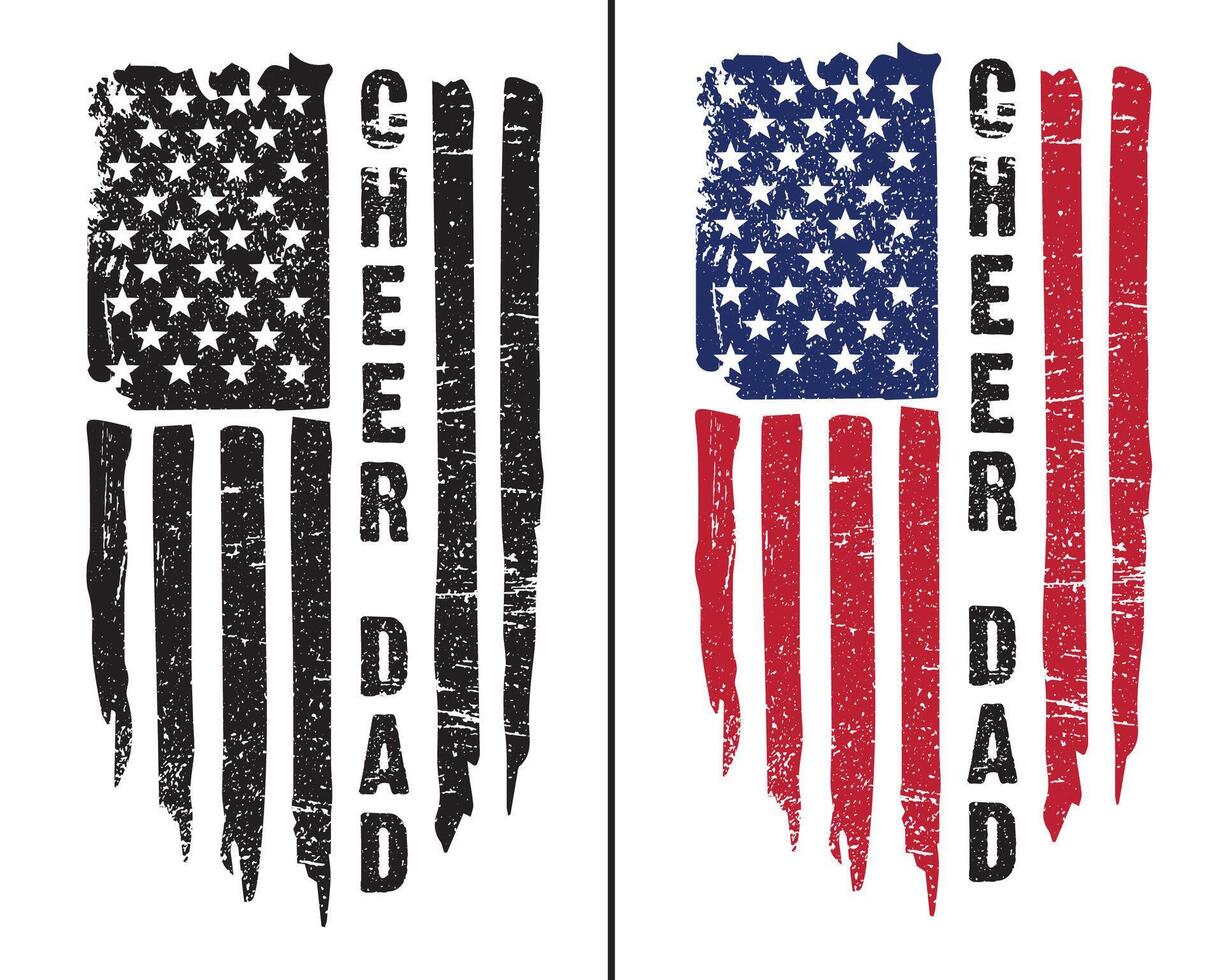 Distressed American Flag Cheer Dad Design vector