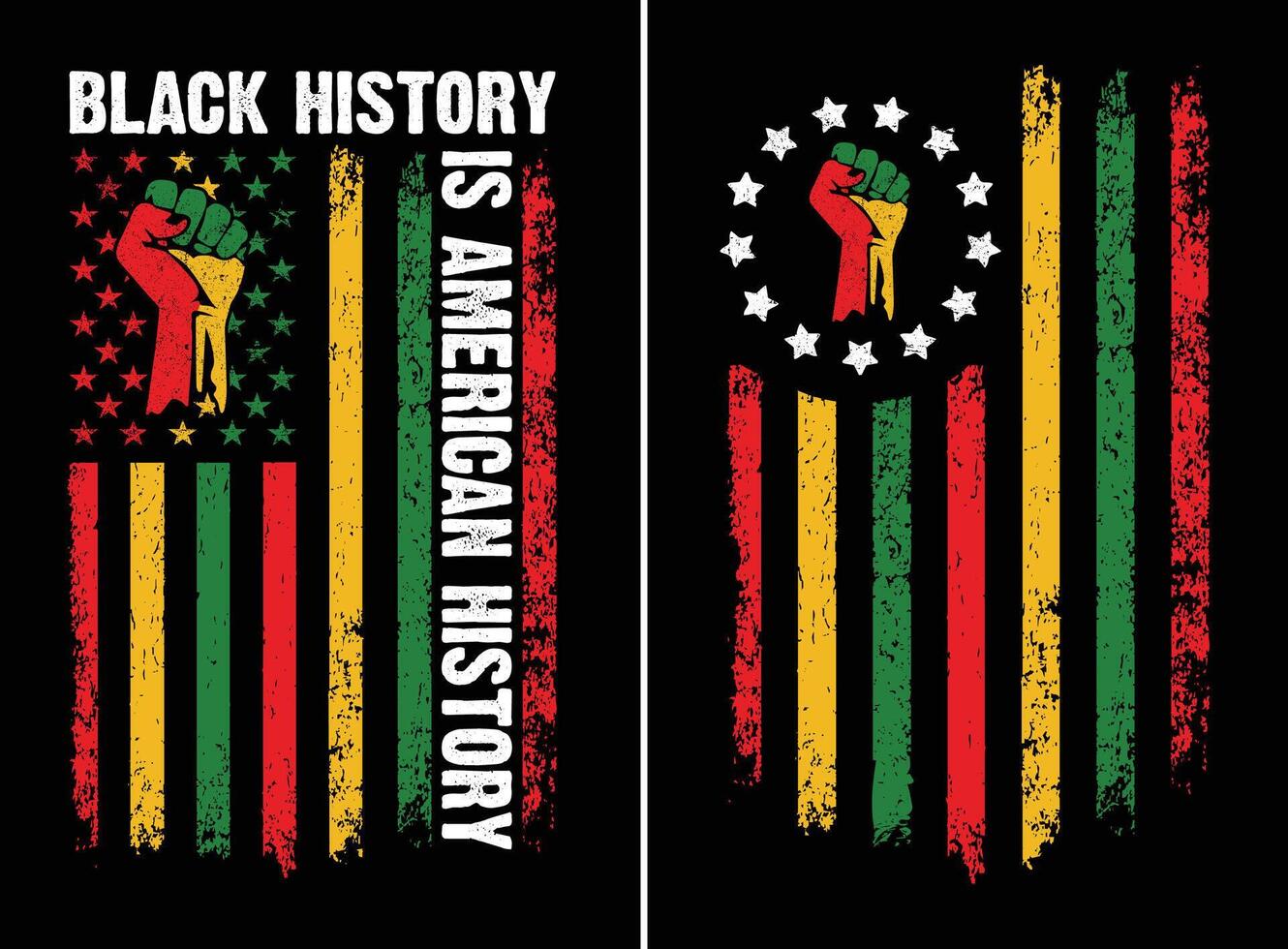 Distressed Pan-African Flag with Raised Fist. Black History Is American History. Distressed Pan-African Flag with Raised Fist and Circle of Stars vector