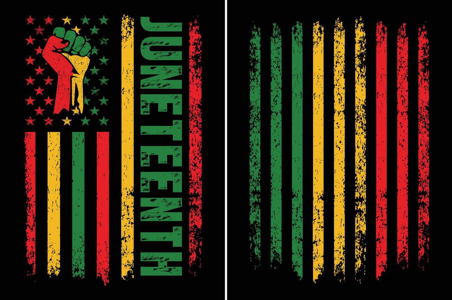 Juneteenth Flag with Raised Fist, Black Freedom Celebration, African Heritage Flag, Inspired Stripes, Grunge Style vector