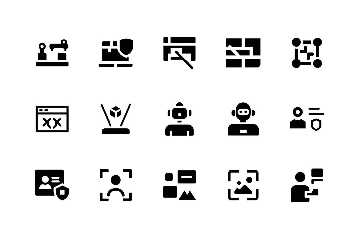 Advanced AI icons for artificial intelligence interfaces vector