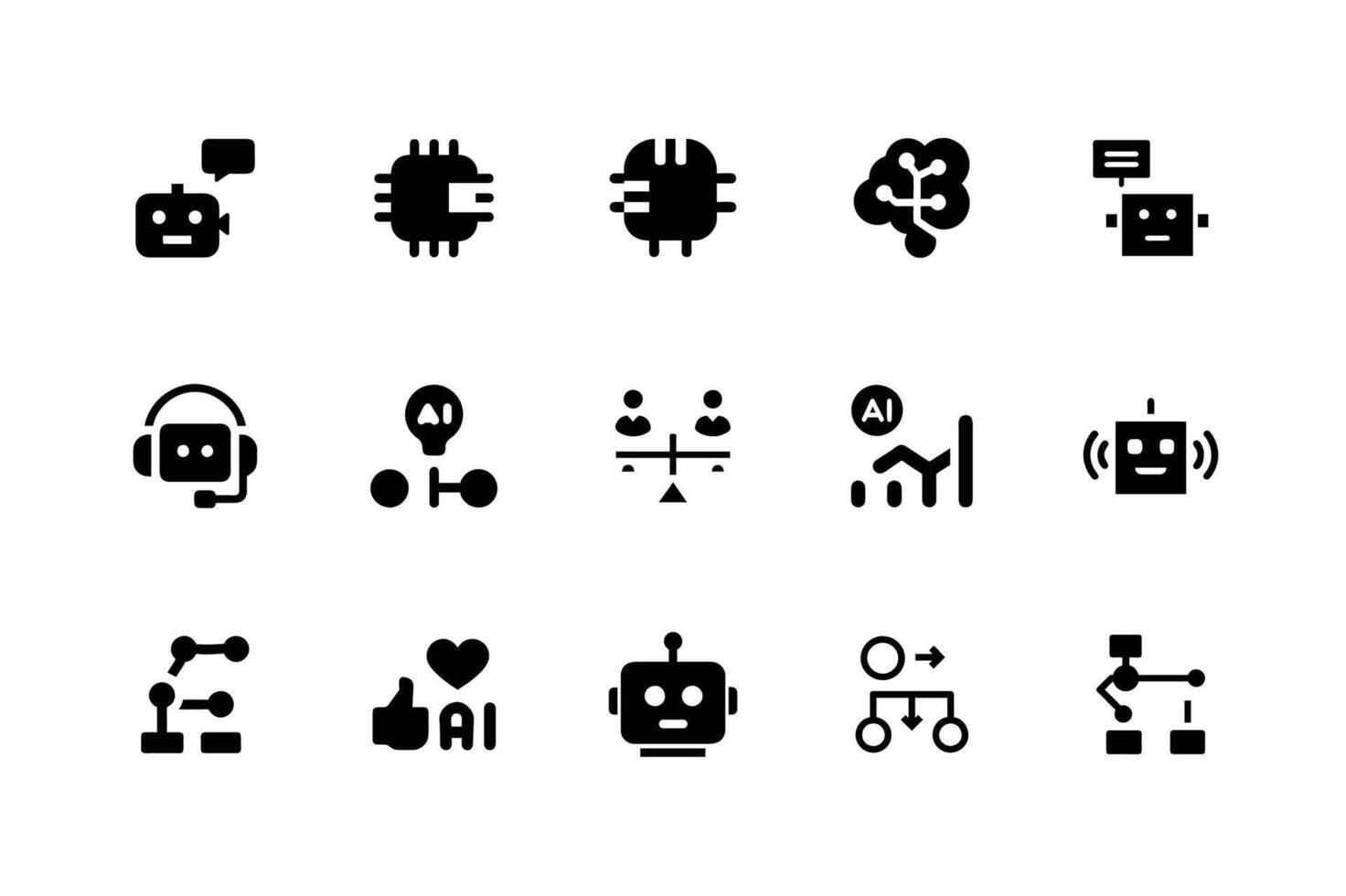 Modern AI technology icons for artificial intelligence themes vector