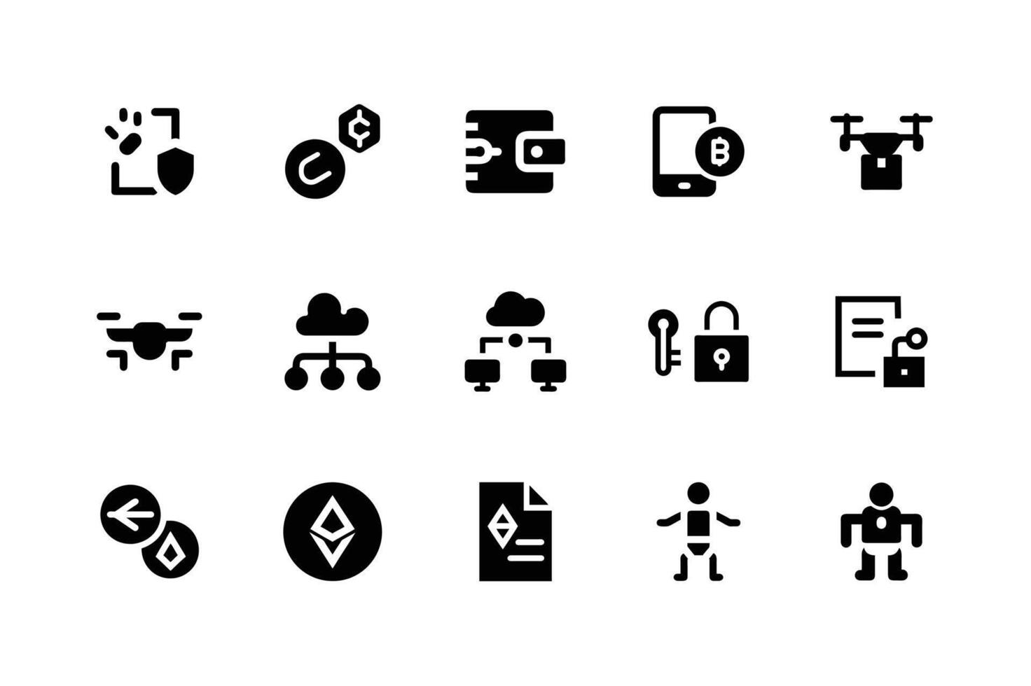 Artificial intelligence icons for high-tech digital designs vector