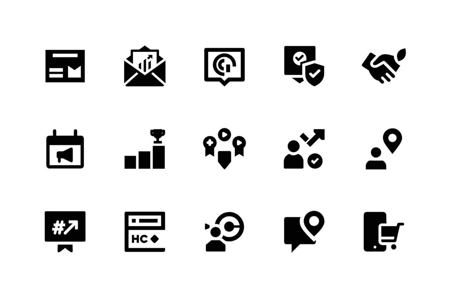 Social interaction symbols pack for modern digital platforms vector