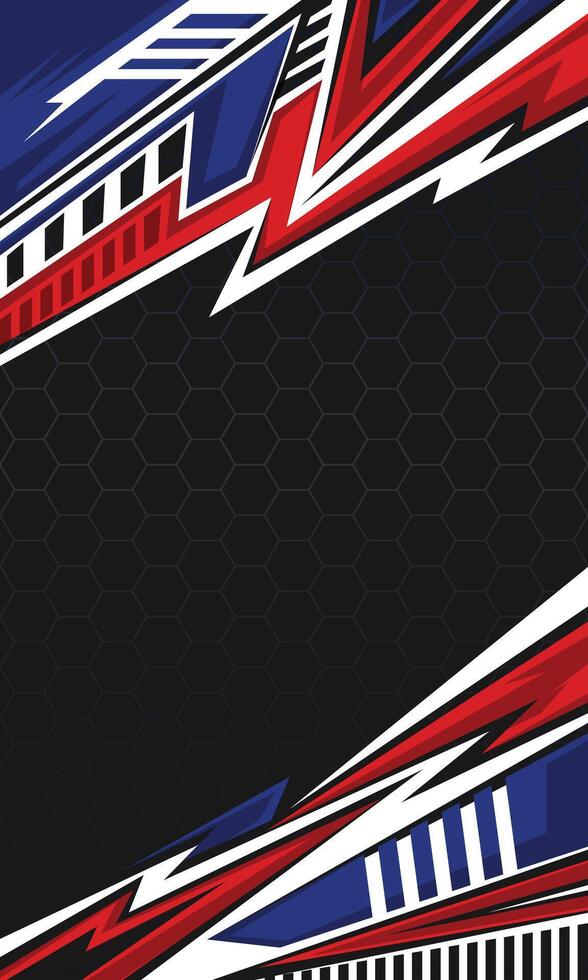 Modern racing background red and blue geometric stripes for sublimation jersey vector